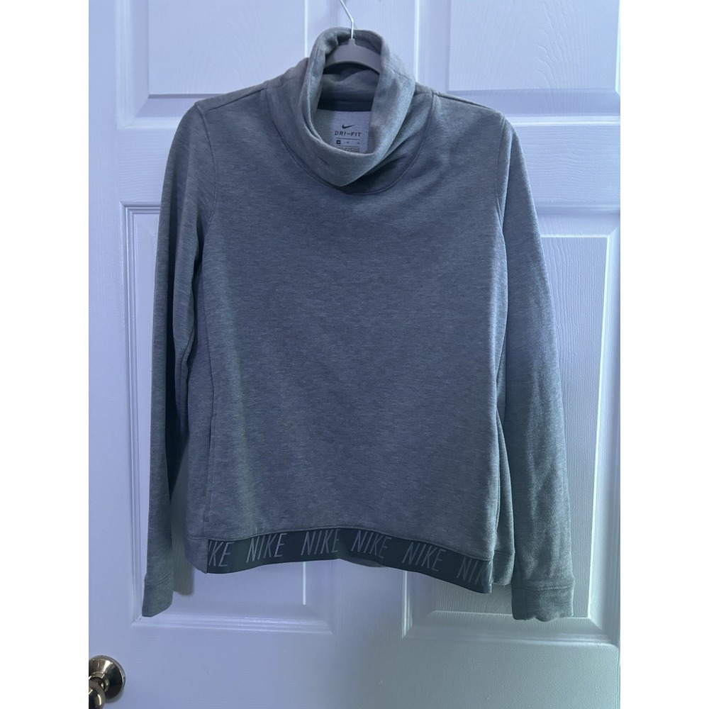 Nike Women's Size Medium Dri-Fit Cowl Neck Long Sleeves Gray Pullover